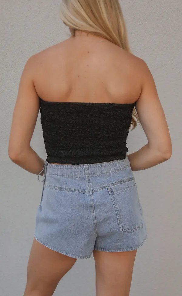 Blue Gingham Wrap Style Mini Skirt