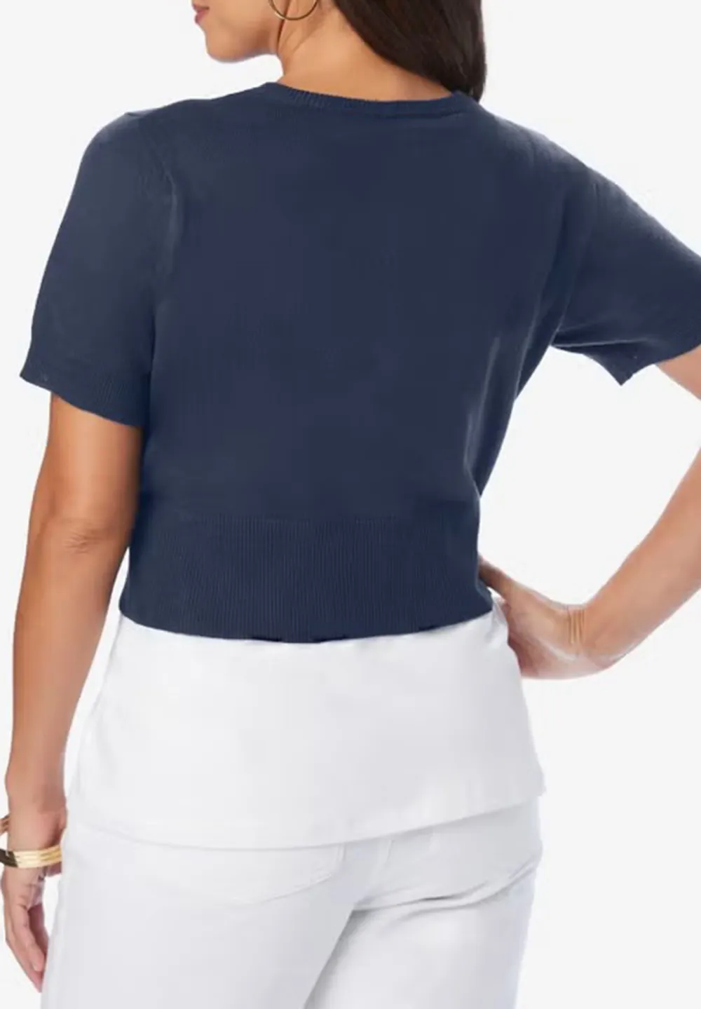 Solid Color Short Sleeved Cardigan
