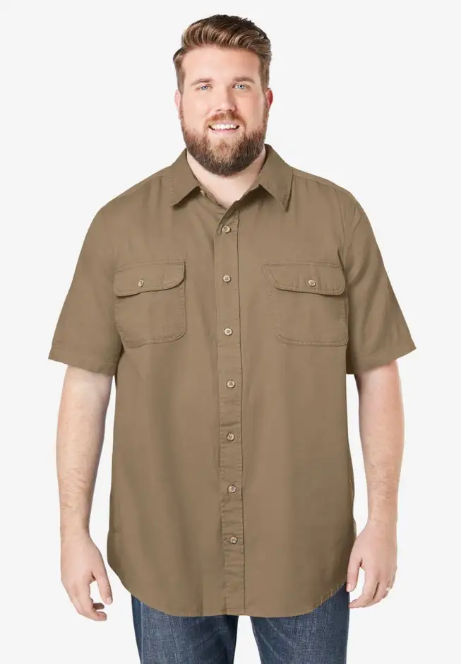 Short Sleeve Denim and Twill Shirt