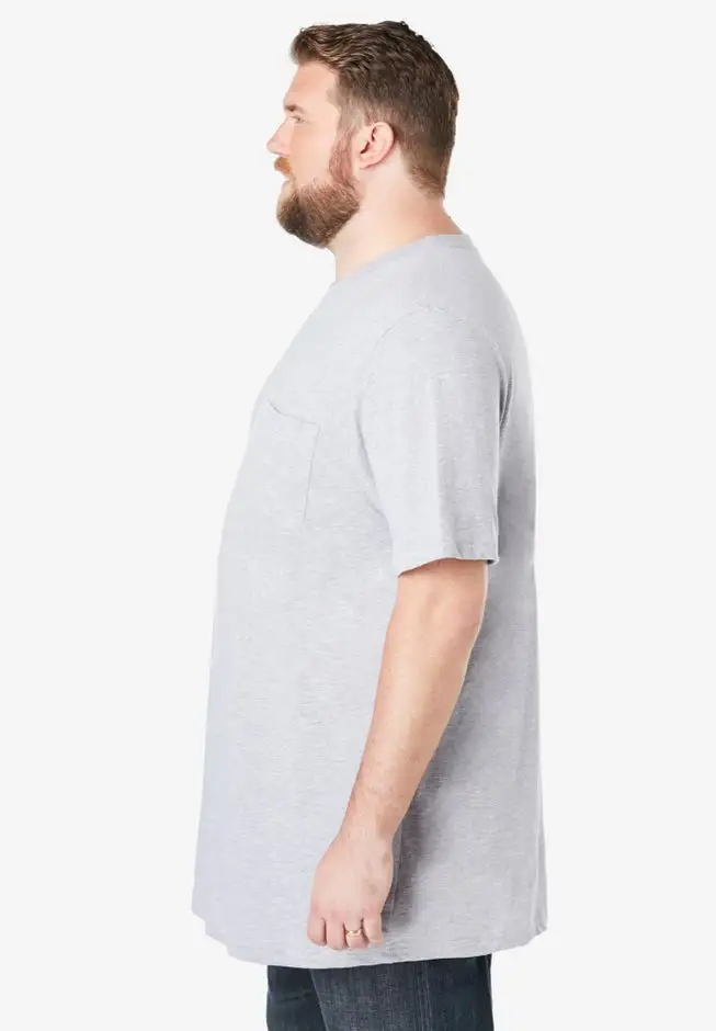 Shrink-Less Lightweight Longer-Length Crewneck Pocket T-Shirt