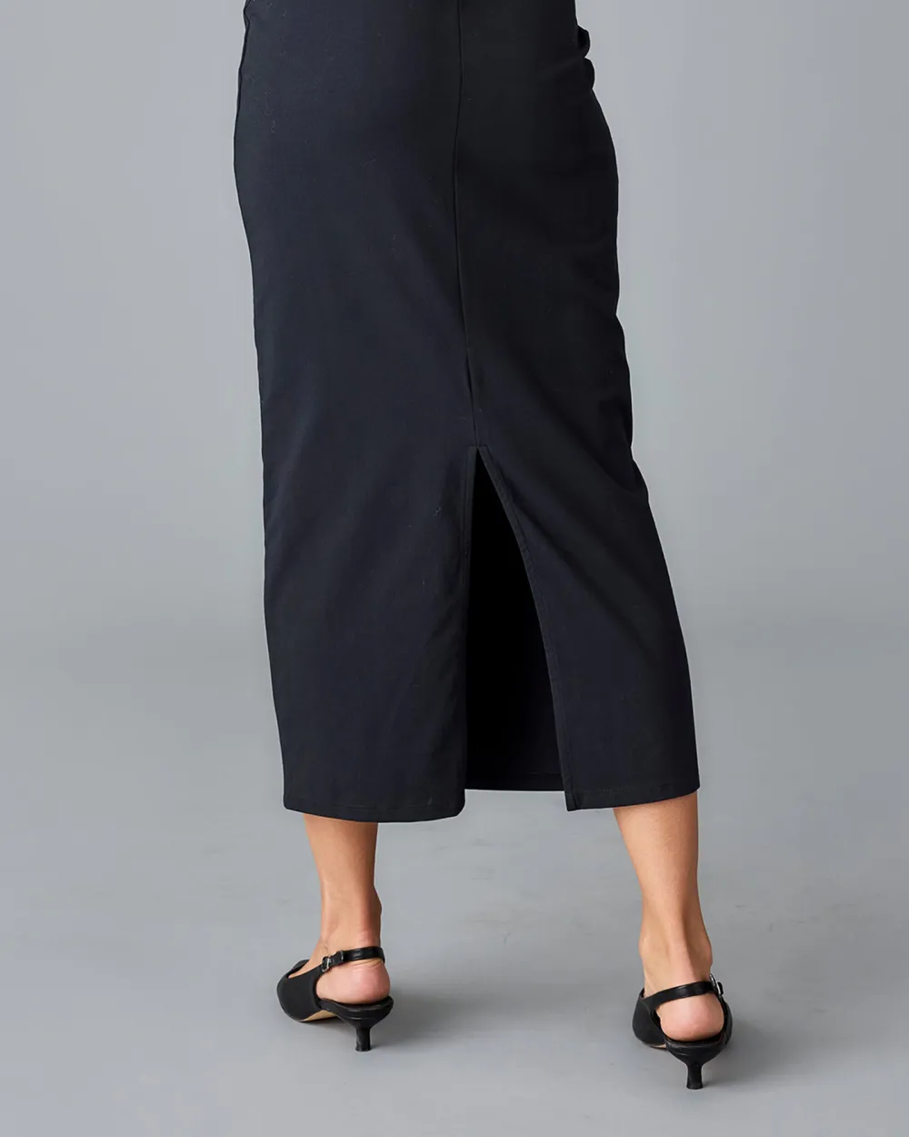 Black Knit Midi Skirt