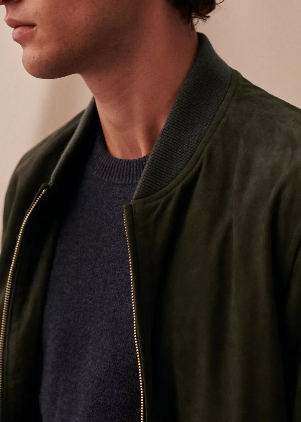Suede Crew Neck Jackets