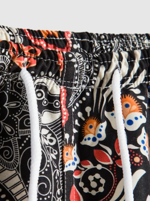 Men'S Paisley Print Short Sleeve Shirt Shorts Set