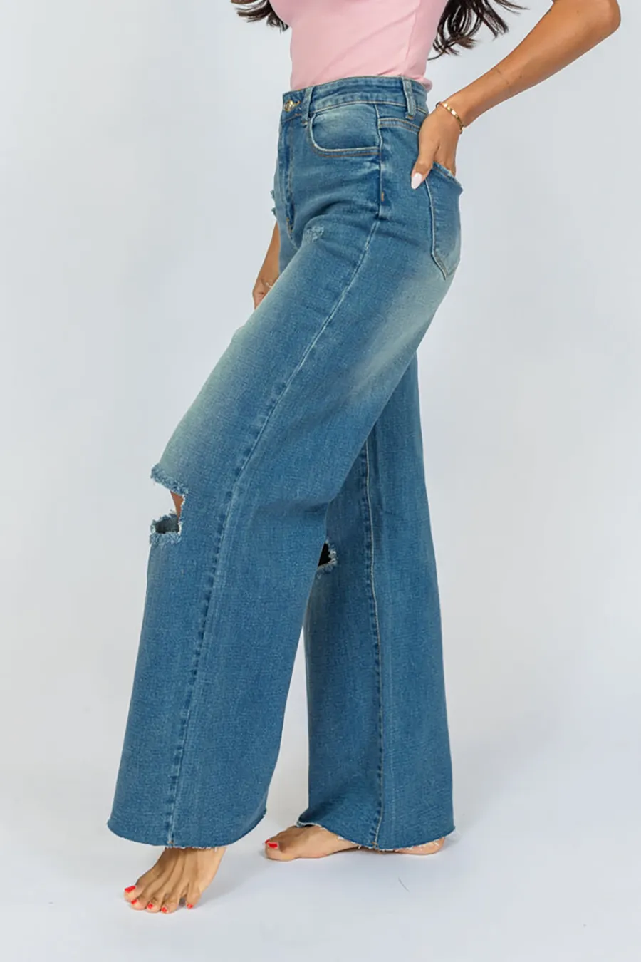 Medium Wash Wide Leg Jeans