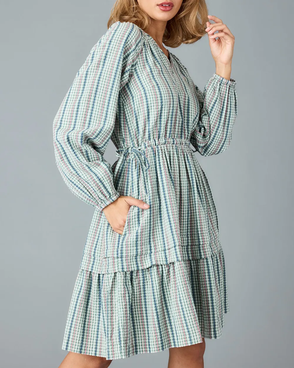 Light Colored Checkered Dress