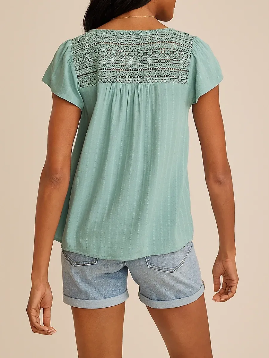 Lace Detail V-Neck Blouse