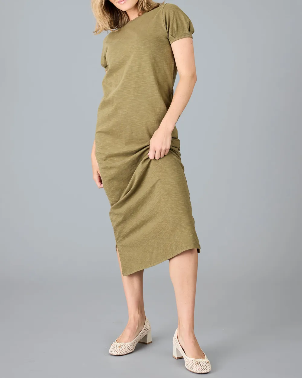 Burnt Olive Short Sleeve Maxi Dress