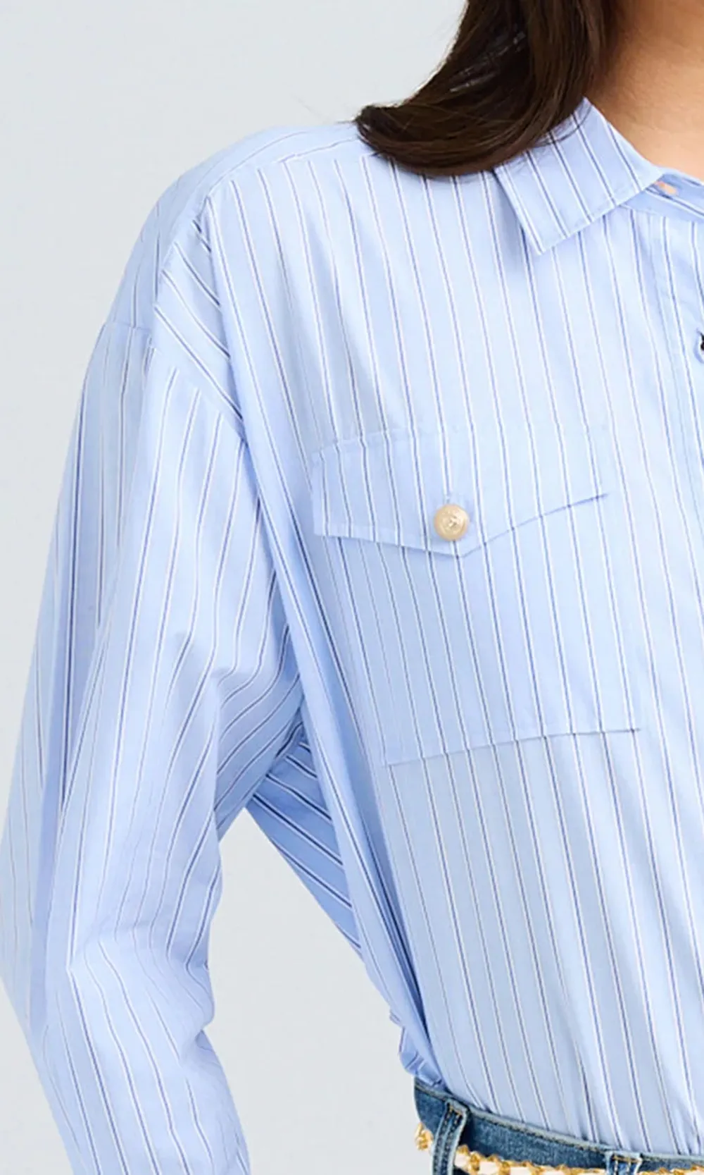 Sky Blue Pinstripe Button-Down Shirt
