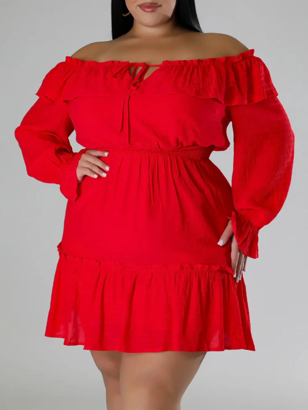 Straight Neck Tie Front Dress