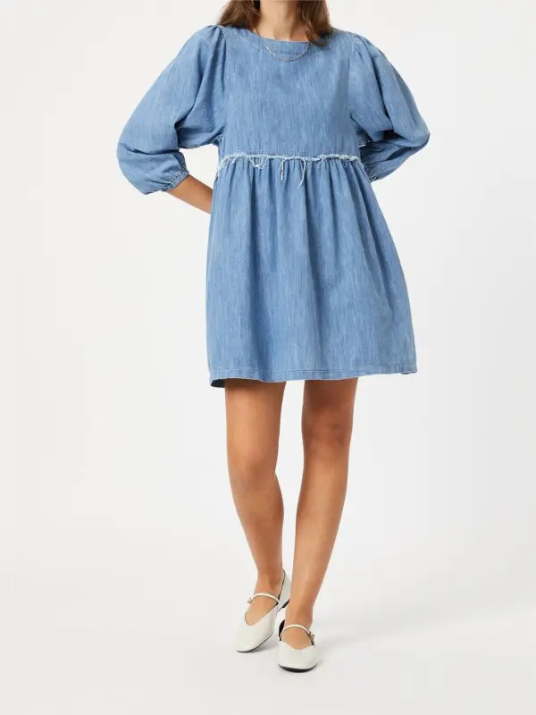 Crew Neck Loose Denim Dress