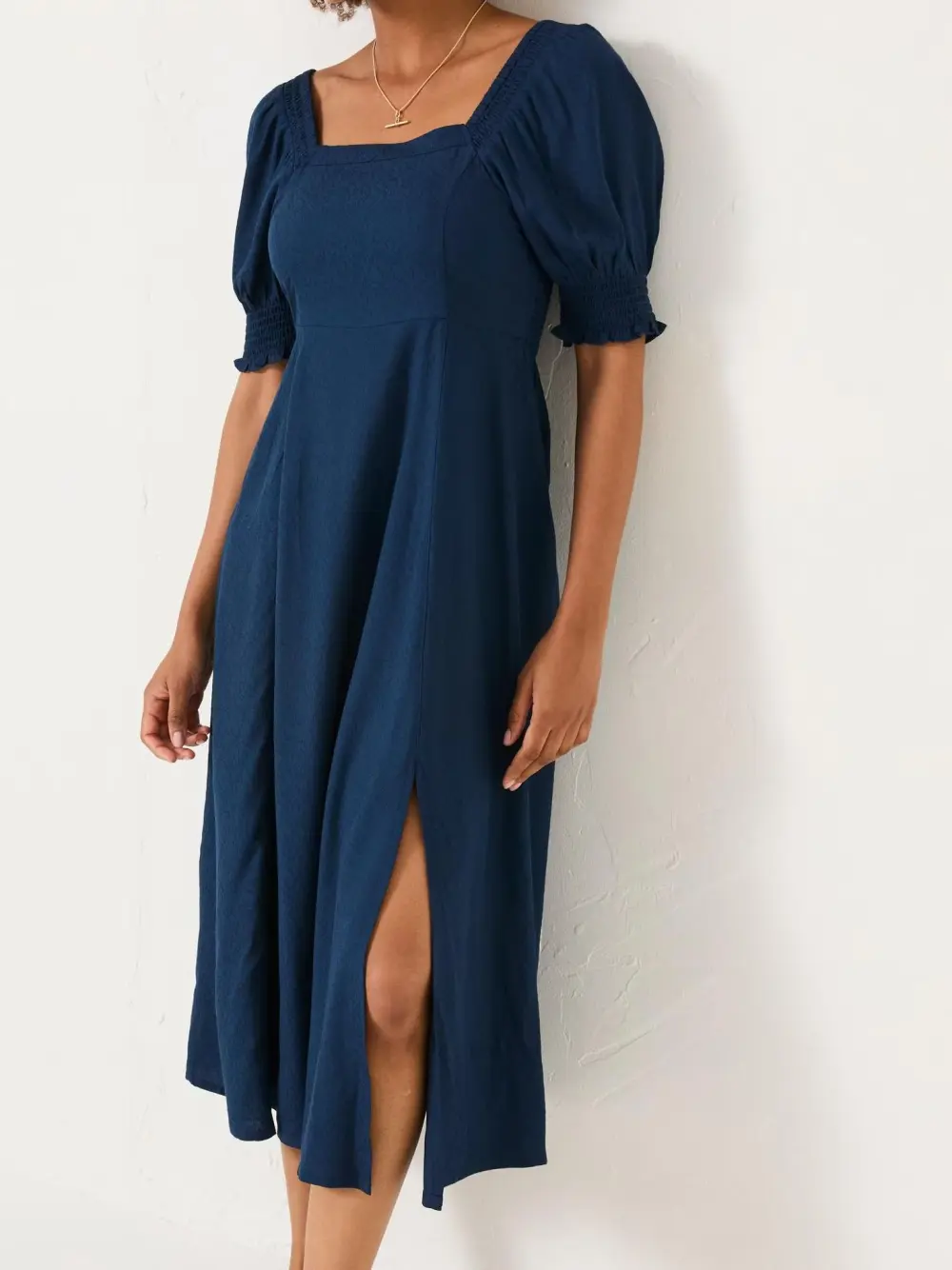 Casual Blue Bloom Midi Dress