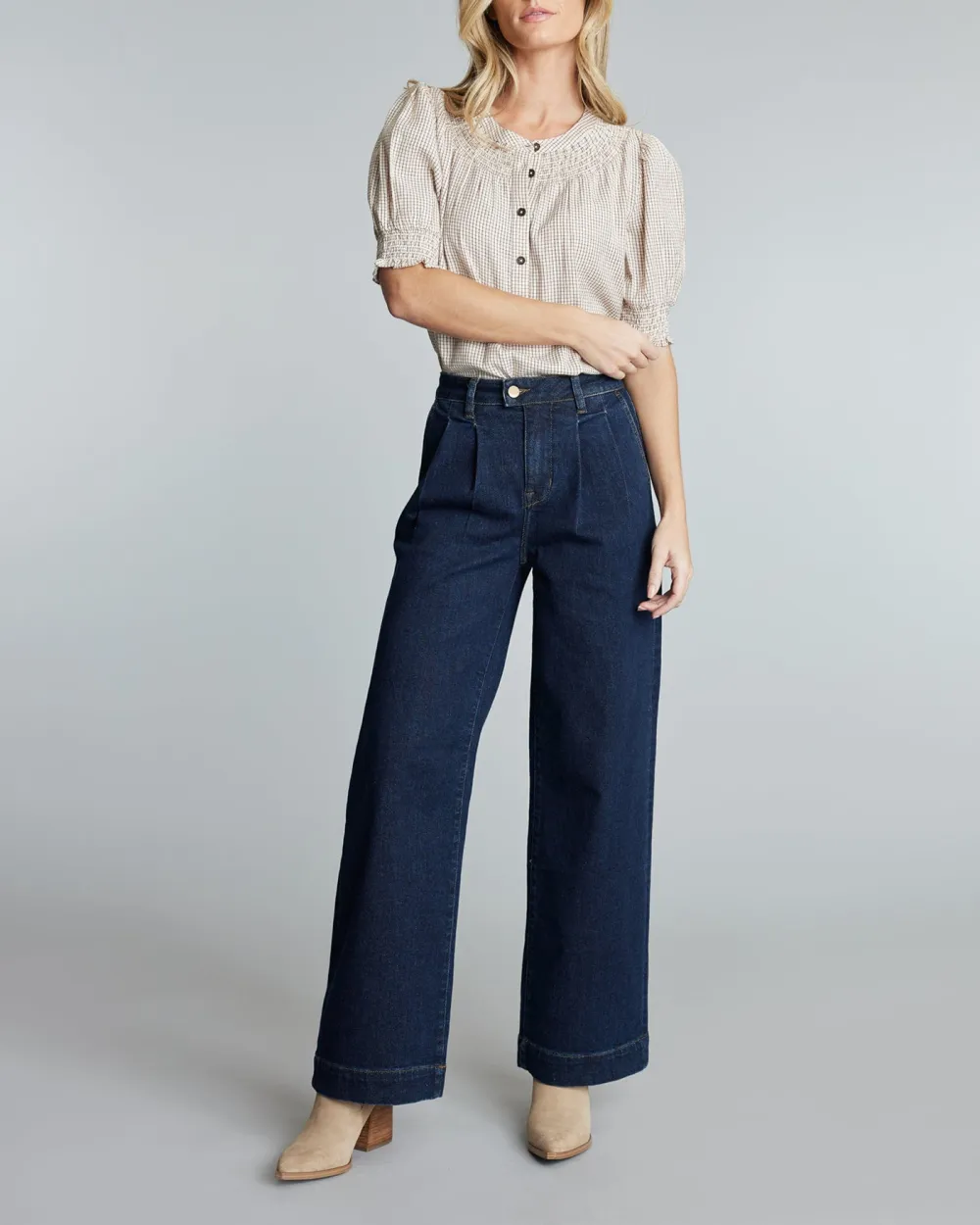 Dark Blue Wide Leg Denim Pant