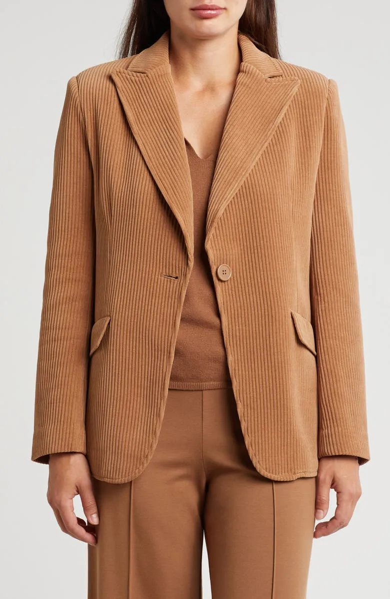 One-Button Corduroy Blazer