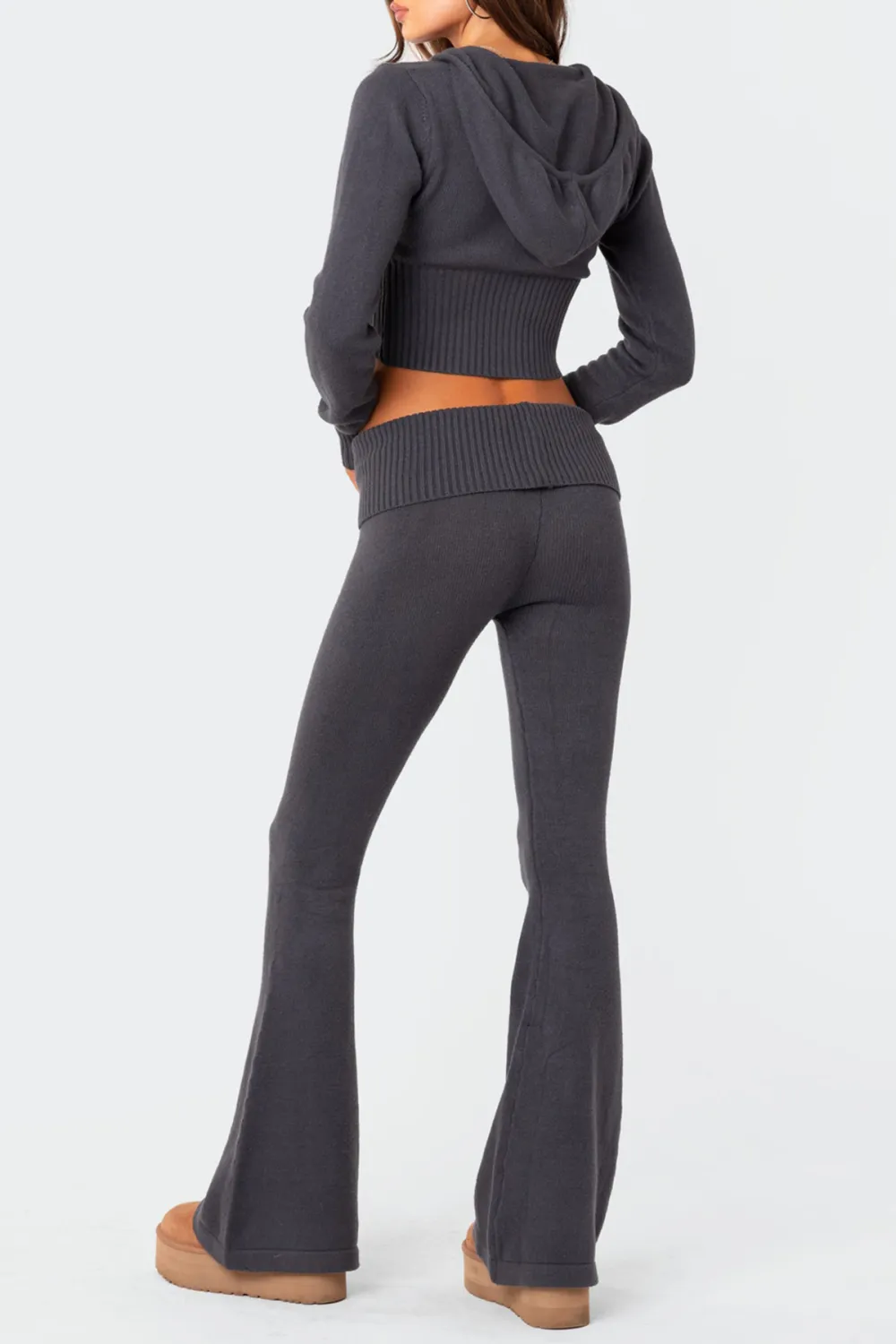 Knitted Low Rise Fold Over Pants