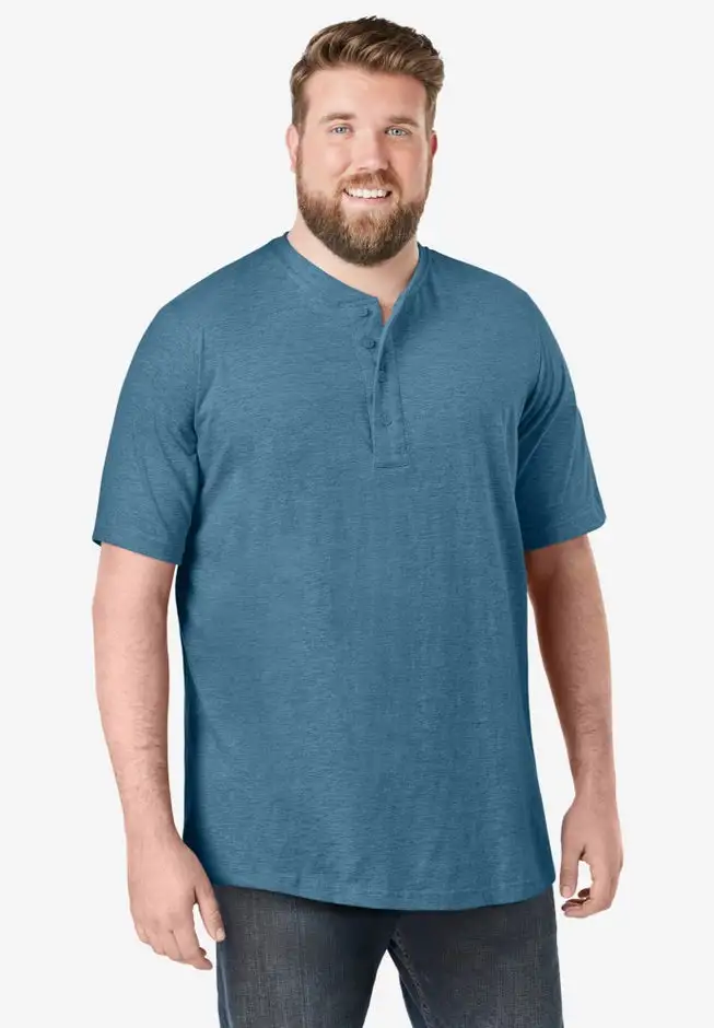 Shrink-Less Lightweight Henley T-Shirt