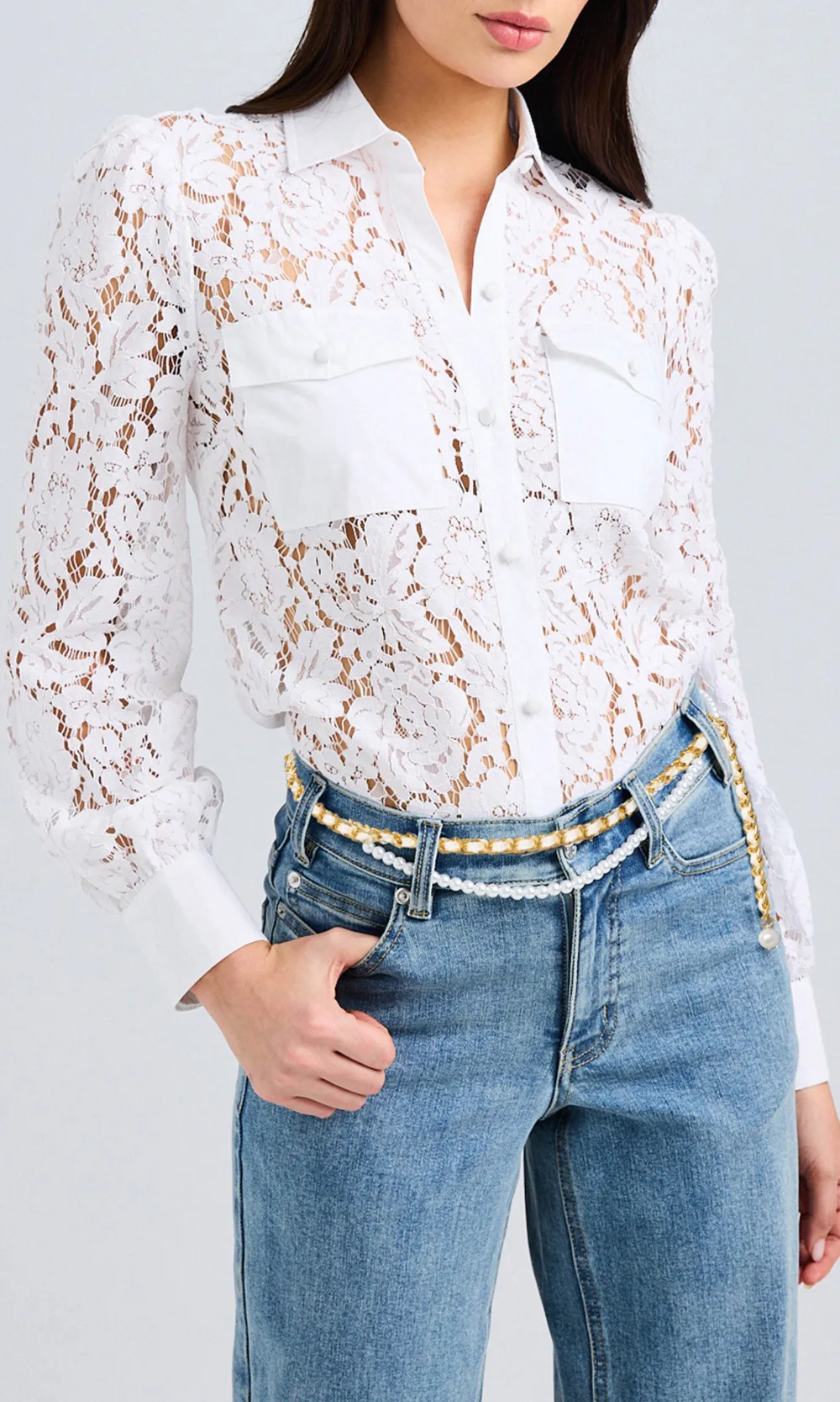 White Poplin Lace Shirt