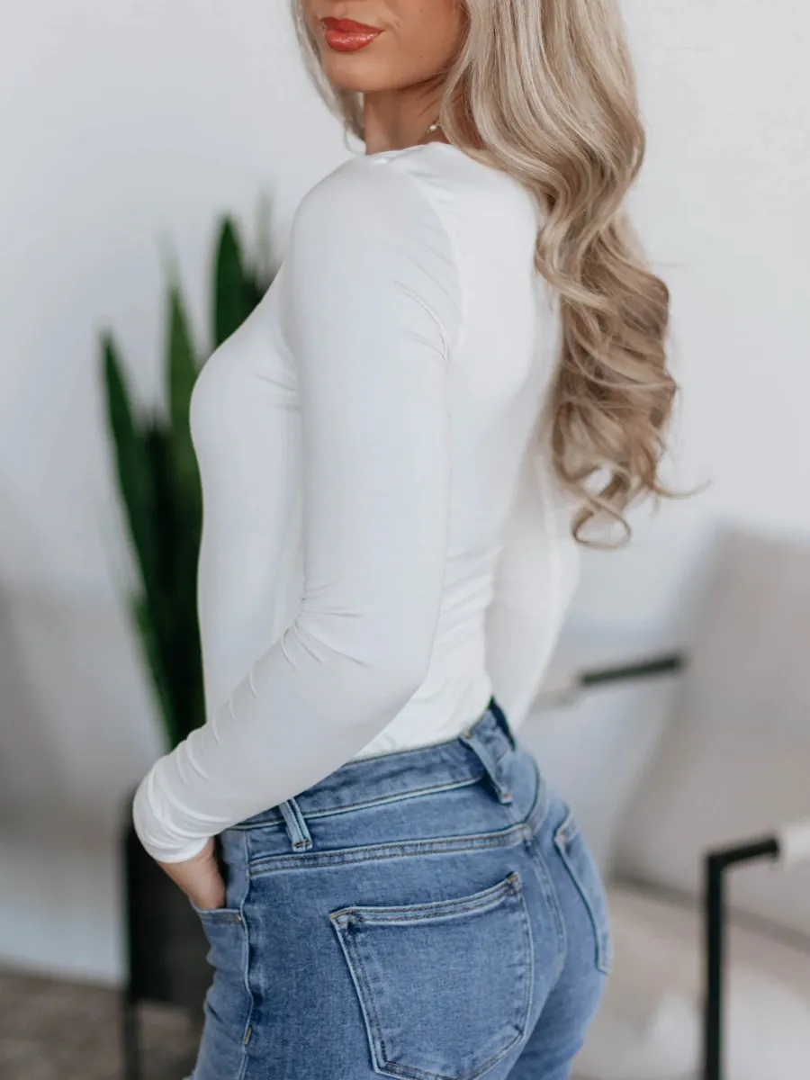 Square Neck Long Sleeve Bodysuit