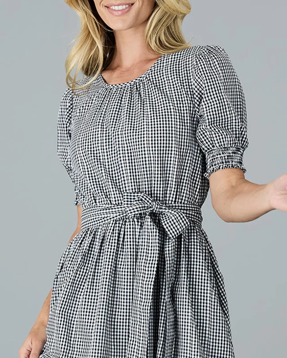 Black And White Gingham Midi Dress