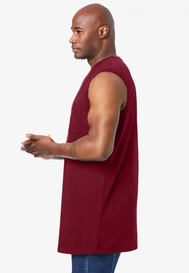 Shrink-Less Longer-Length Lightweight Muscle Pocket Tee