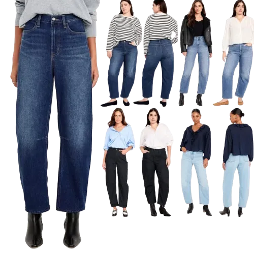 ⚡Last day Promotion🔥 Women's High-Waisted Barrel Ankle Jeans