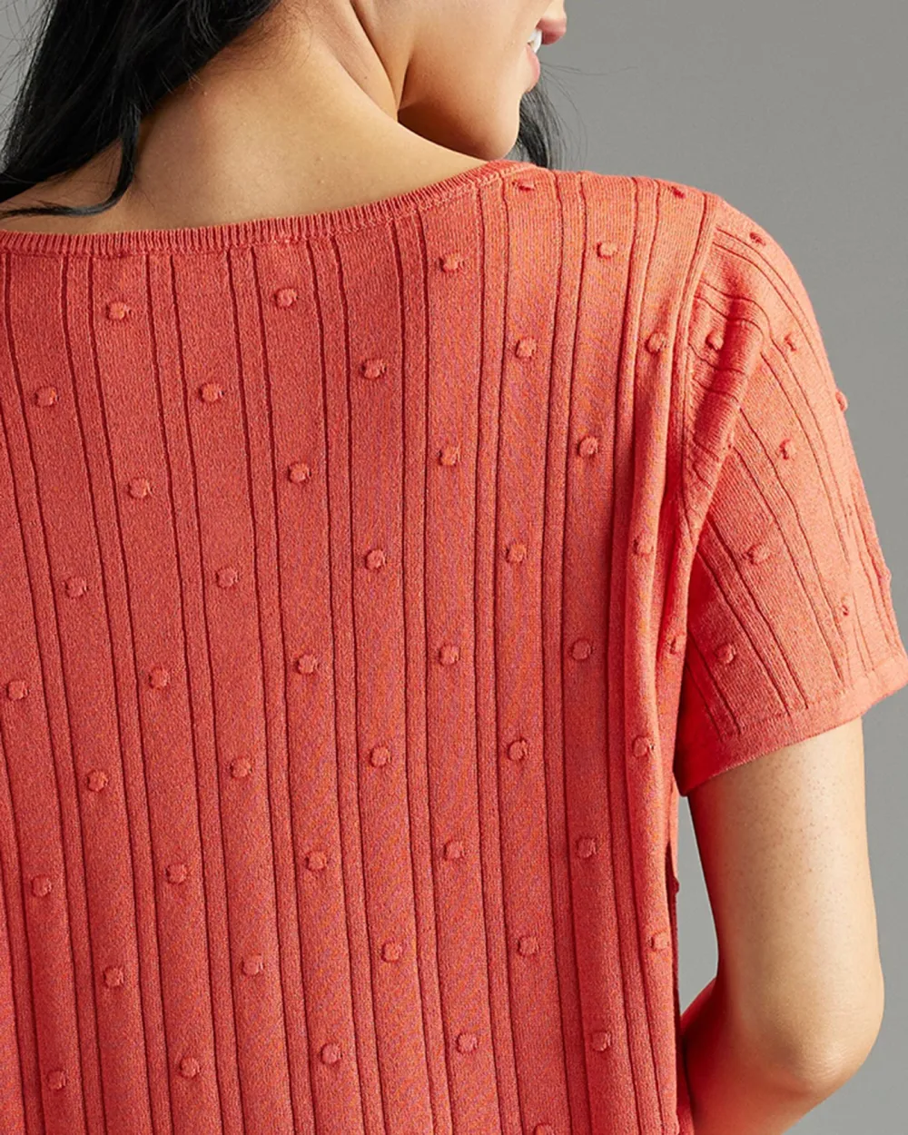 Paprika Textured Detailing Knit Top
