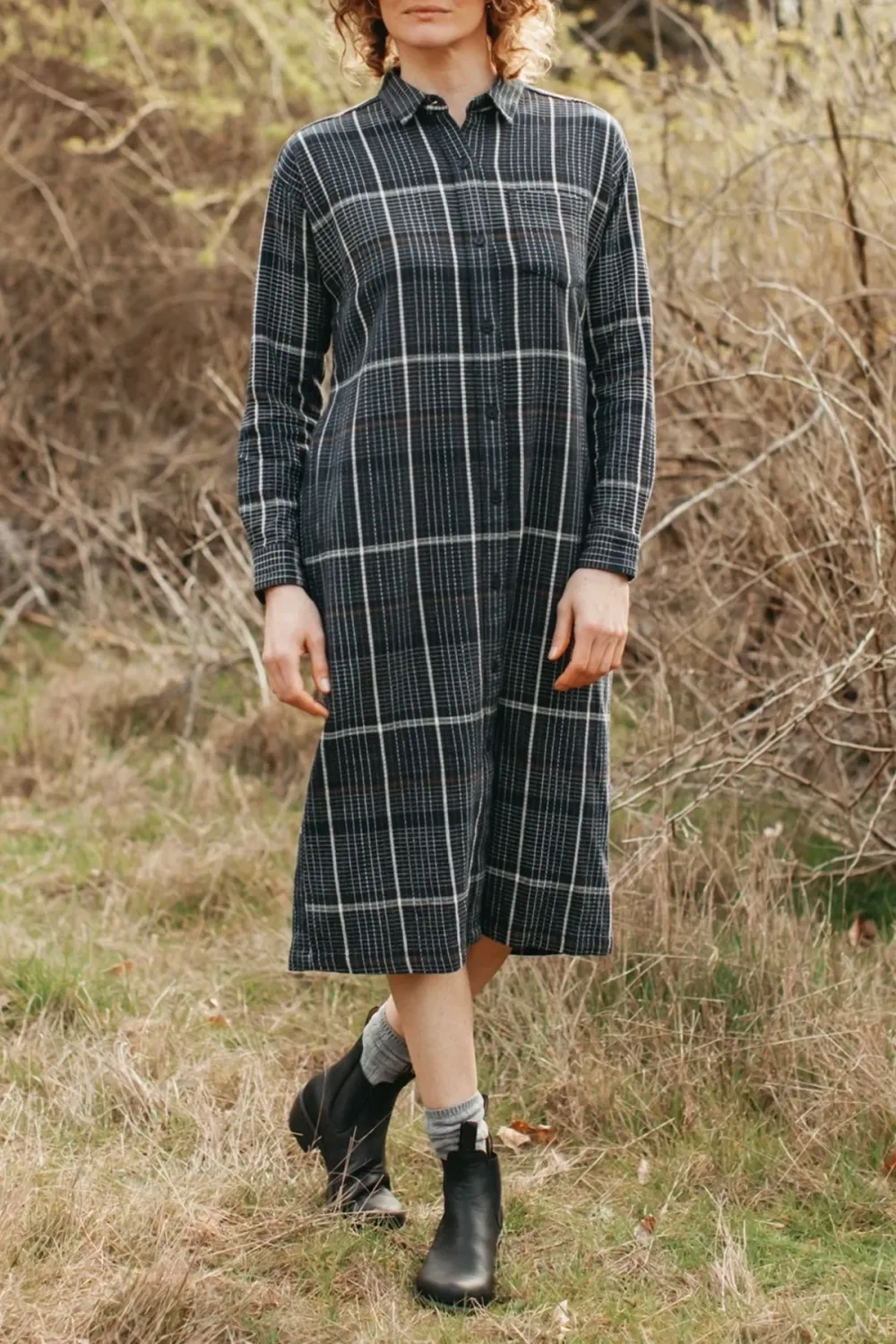 The Lapel Cotton Shirt Dress