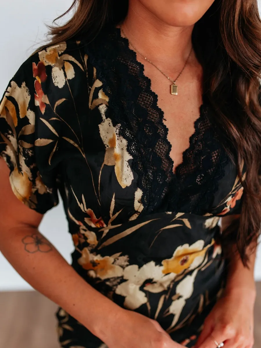 Lace Detail Floral Dress