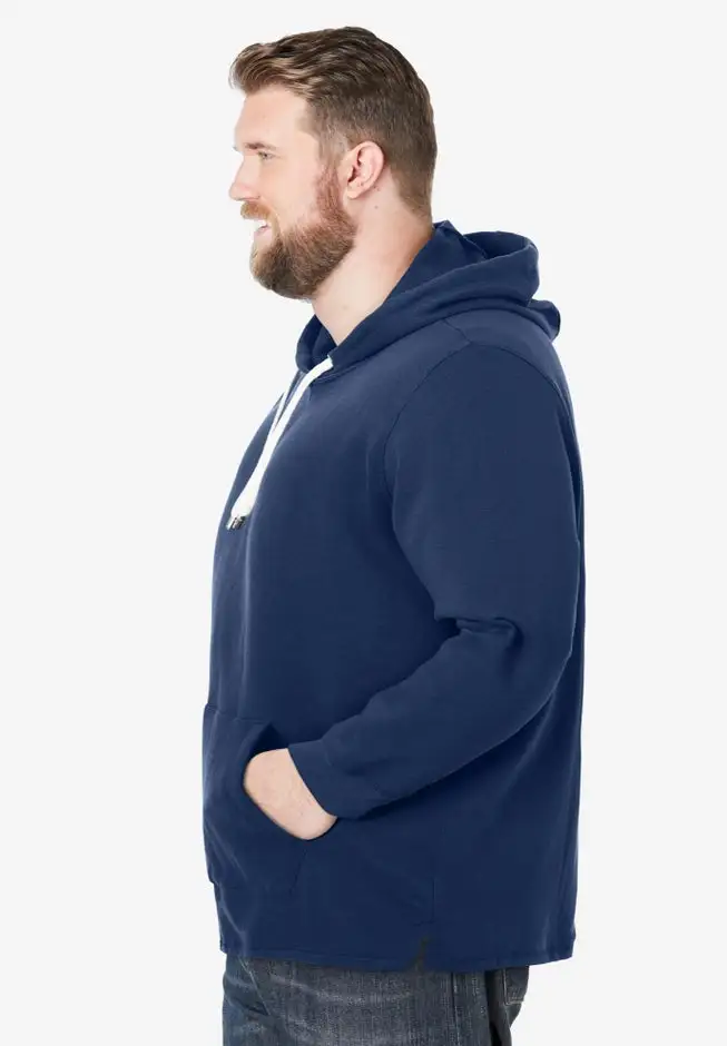 Fleece longer-length pullover hoodie