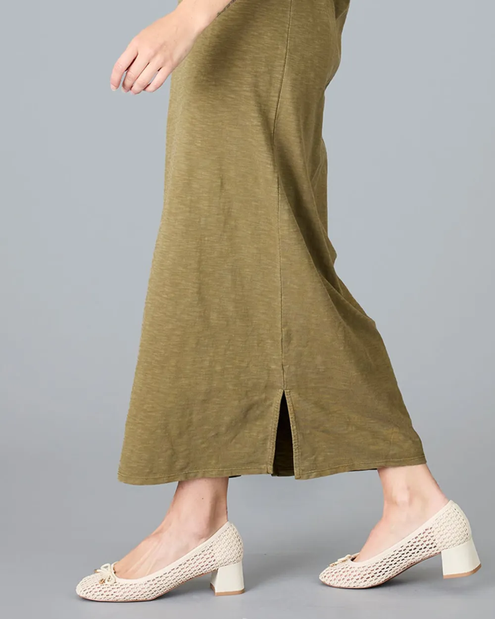 Burnt Olive Short Sleeve Maxi Dress