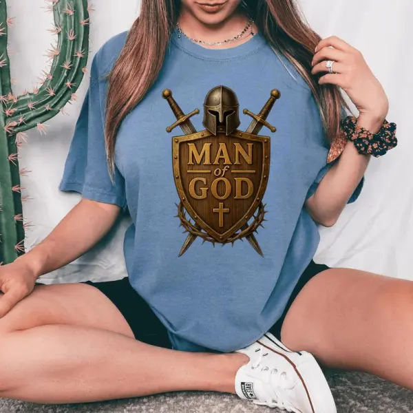 Faithful Warrior Man Of God Christian Knight Armor Dad Women's Oversized Comfort T-Shirt