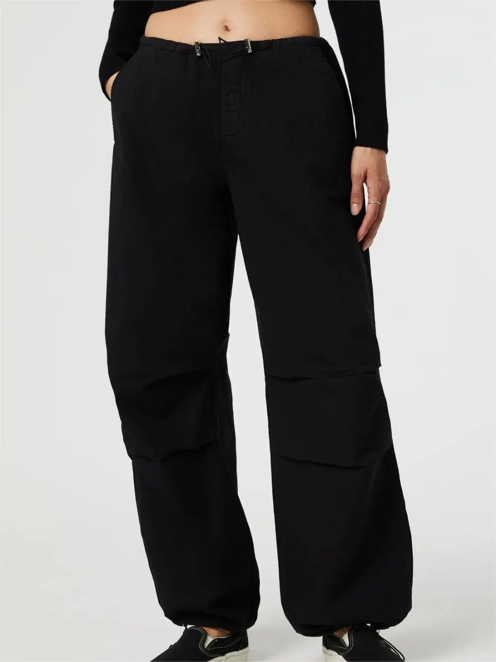Casual Style Cotton Black Pants