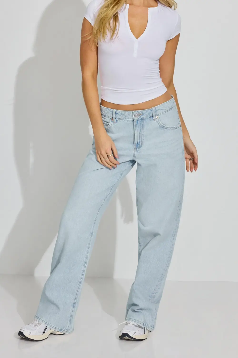 Slouchy Zip Fly Blue Jeans
