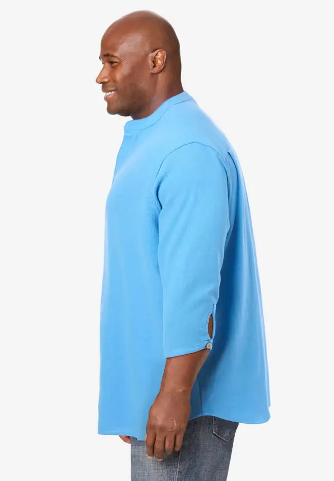 Gauze Mandarin Collar 3/4 Sleeve Shirt