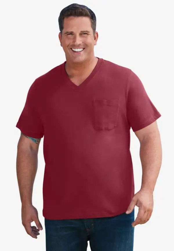 Shrink-Less Lightweight V-Neck Pocket T-Shirt