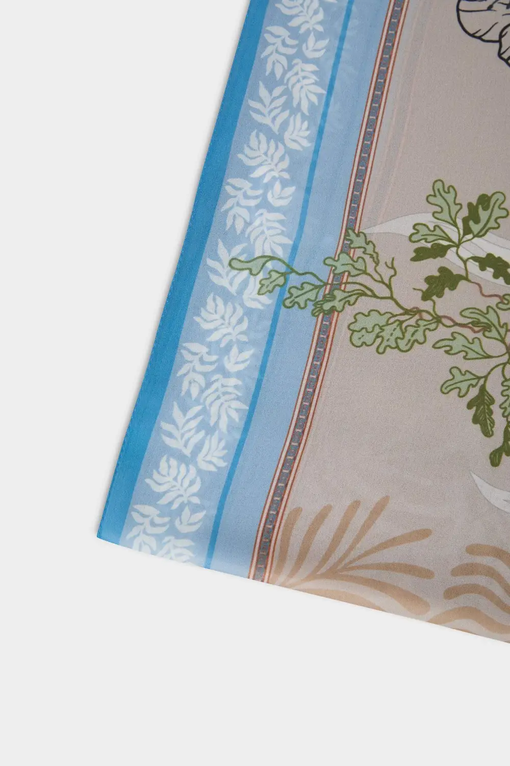 Botanical Print Silk Scarf