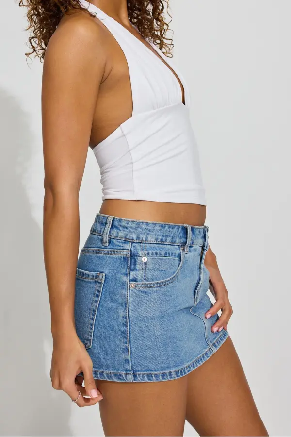 Fitted Denim Micro Skirt