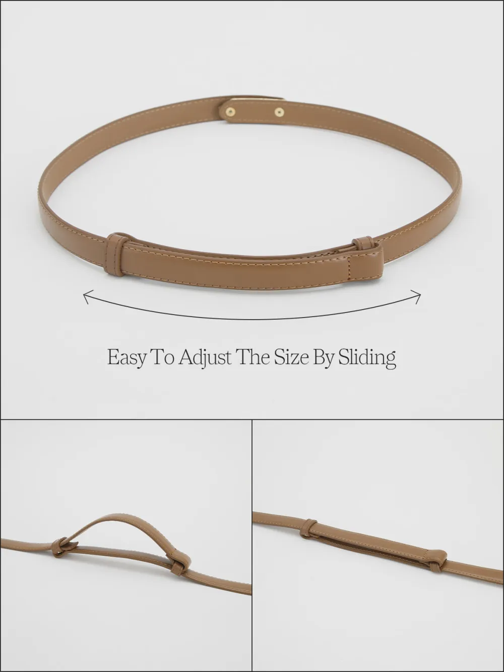 Brown Leather Belt for Slim Waist Design
