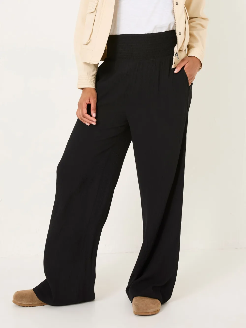 Black Casual Wide Leg Trousers