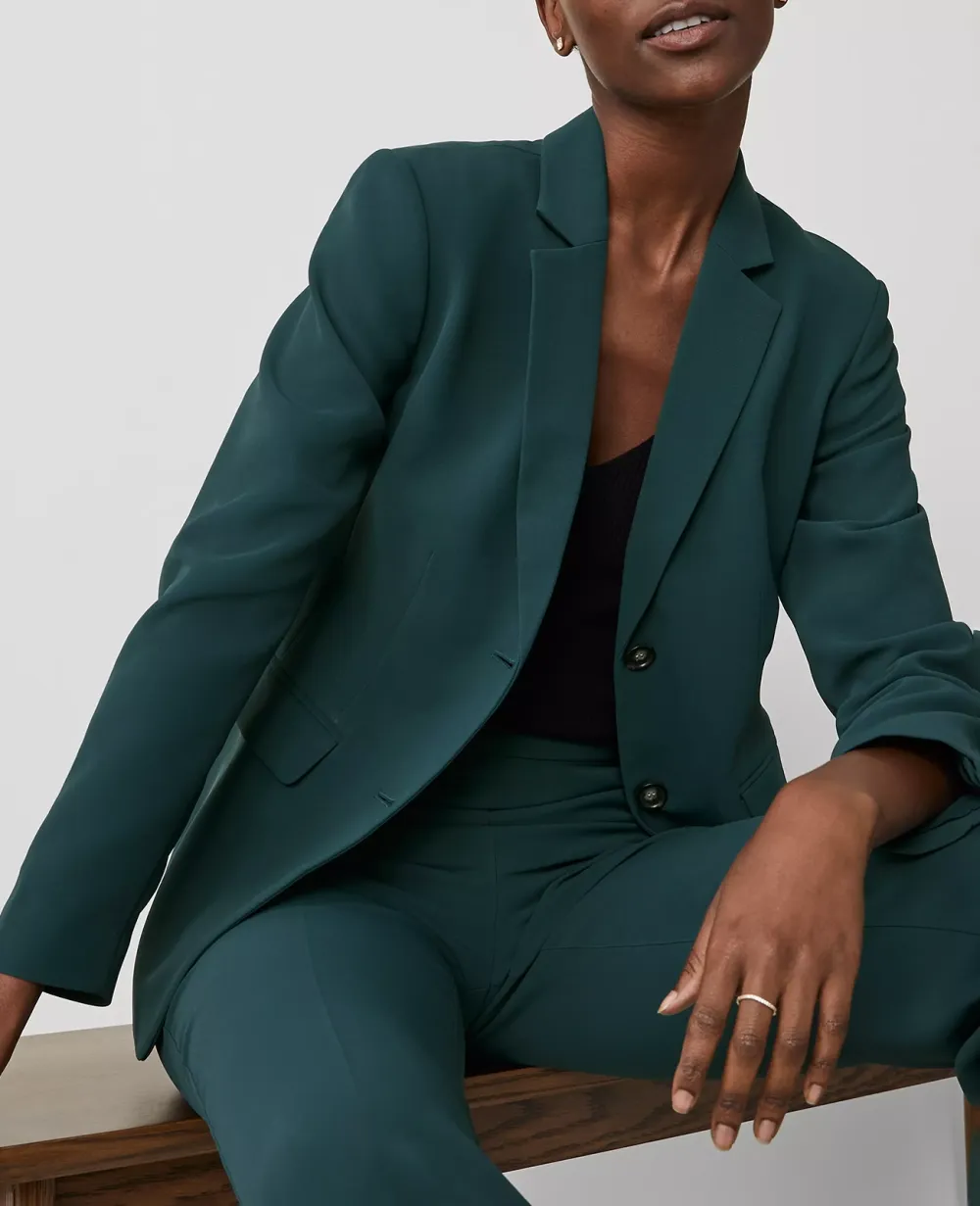 The Long Notched Two Button Blazer In Fluid Crepe