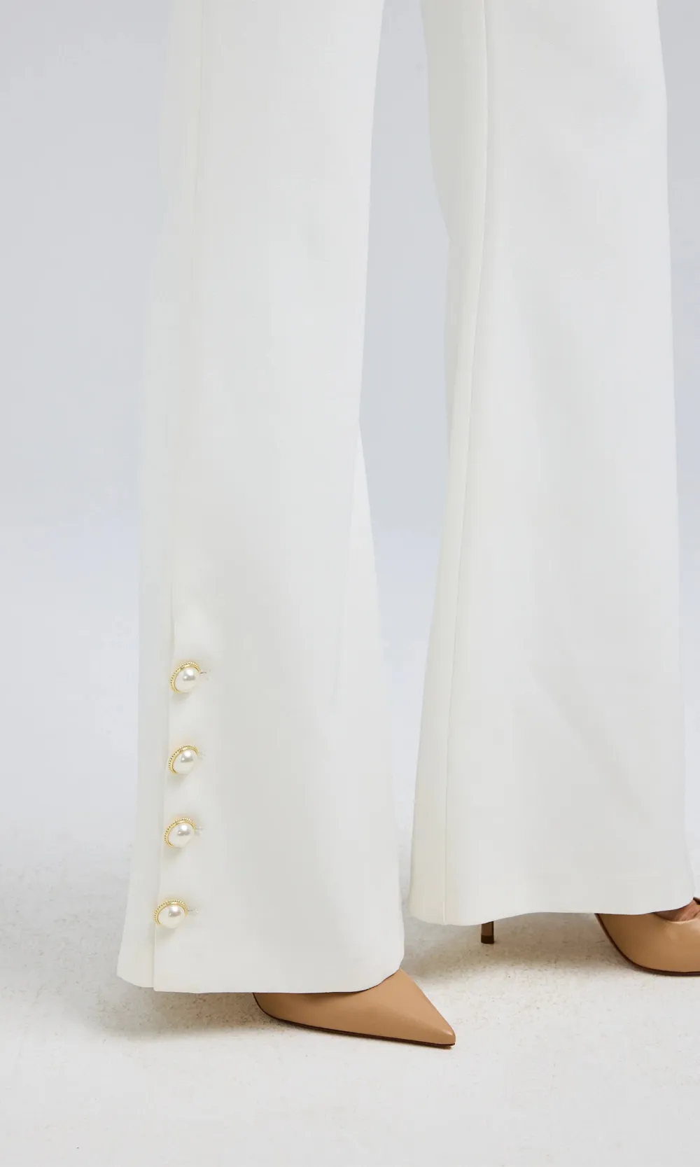 White Crepe Long Pants