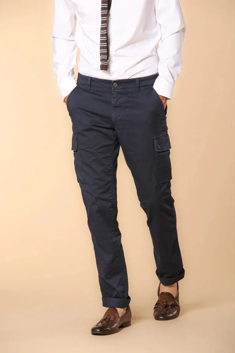 Navy Blue Men's Slim Fit Cotton Stretch Overalls