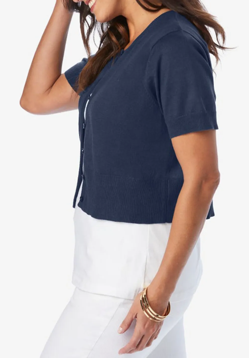 Solid Color Short Sleeved Cardigan