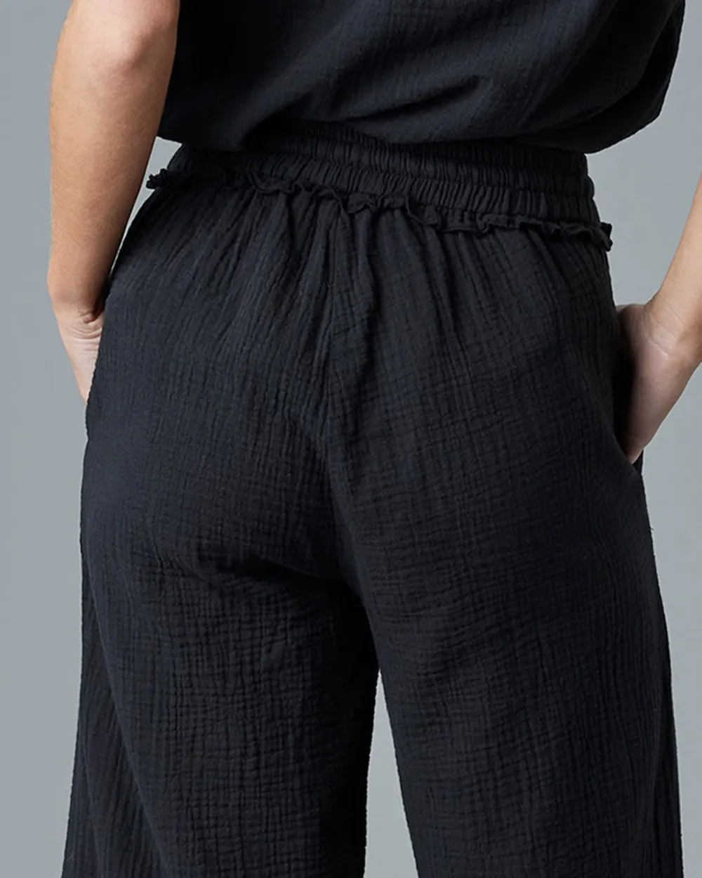 Black Drawstring Wide Leg Lounge Pant