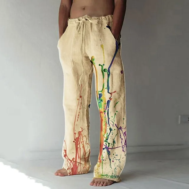 Men's Graphic Prints Graffiti Linen Pants