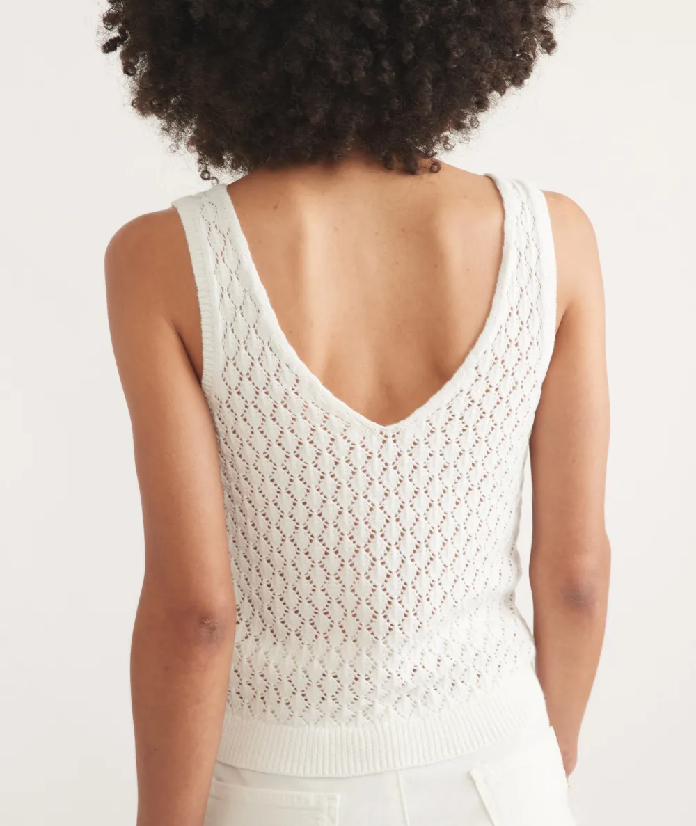 White Linen Knit Sleeveless Garment