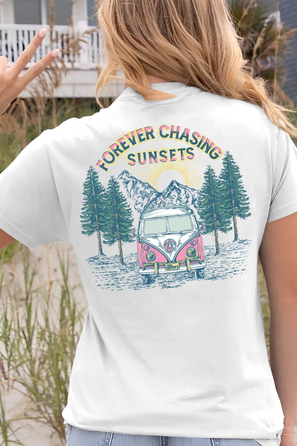 Van And Sunset - Chasing Printed T - shirt