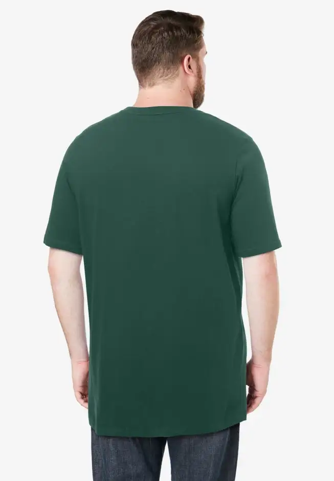 Shrink-Less Lightweight Longer-Length Crewneck Pocket T-Shirt