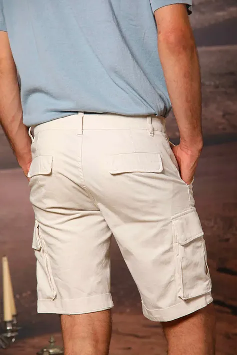 Slim Fit Stretch Men's Cotton Off-White Shorts