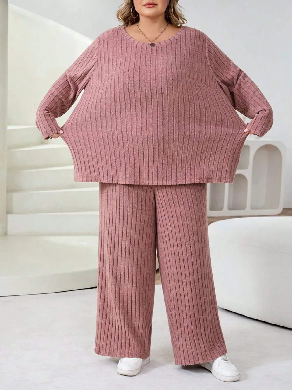 Plus Size Women's Casual Two-Piece T-Shirt & Pants Set