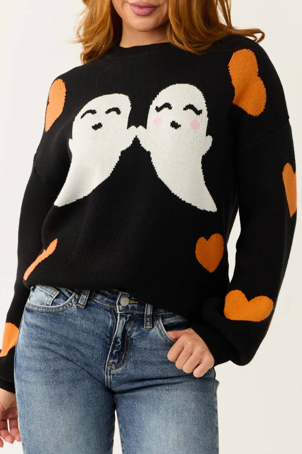 Black Halloween Graphic Soft Knit Sweater